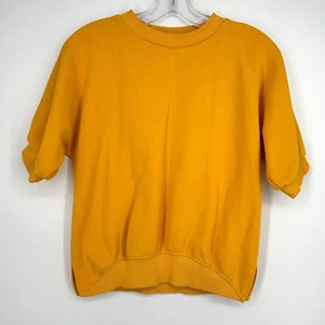 Zara Girls Size 11 12 Pullover Short Sleeve Sweatshirt Mustard Yellow back stain - Picture 1 of 10