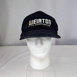 VTG Blue Corduroy Weirton Steel Adjustable Hat Cap Otto Steel Mill West Virginia - Picture 1 of 9