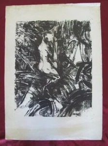 1970s VINTAGE ORIGINAL LITHOGRAPHY PRINT ABSTRACTION ON CARDBOARD - Picture 1 of 11