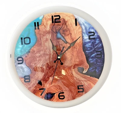 Unique 11” Epoxy Resin Wall Clock Live Edge Design - Image 1 of 3