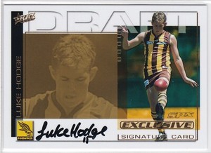 2002 AFL SELECT SPX SERIES. DRAFT PICK SIGNATURE LUKE HODGE HAWTHORN GOLD #/225