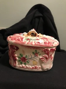 Handbemalte erhabene Blumen Keramik bedeckt Schmuckstück oder Süßigkeiten Schale - Bild 1 von 8