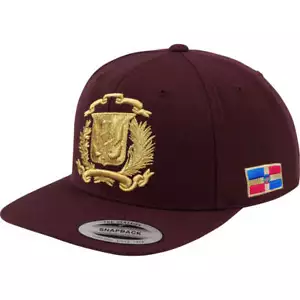 Escudo Republica Dominicana - Dominican Snapback Maroon - Metallic Gold Hat - Picture 1 of 3