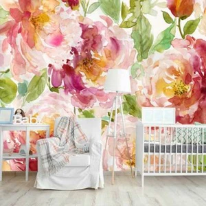Peony Flower Wall Mural Paper Kids Room Nursery Decor Decal Sticker Art Gift B45 - Picture 1 of 7