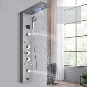 LED Licht Bad Dusche Wasserhahn Set LED Regenduschpaneel System Badewanne - Bild 1 von 31