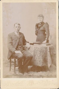 Kabinettkarte antik Foto intensives Paar Paar Mann Frau Olean NY Brickell Bücher - Bild 1 von 5