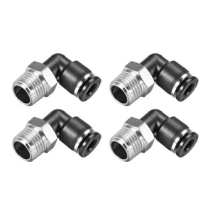 Push to Connect Tube Fitting Male Elbow 6mm Tube ODx1/4 NPT Thread Fitting 4pcs - Picture 1 of 3
