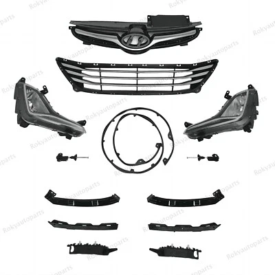 11PC For Elantra 2014-2016 Upper Lower Chrome Grille Fog lights Bumper Brackets - Image 1 of 4