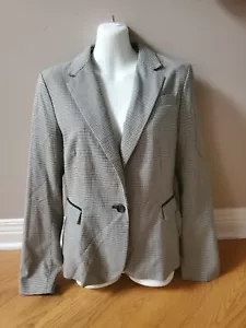 NEW Cynthia Rowley Gray Jacket houndstooth goose foot soft formal Blazer Size M - Picture 1 of 12