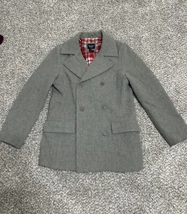 Abercrombie And Fitch Wool Blend Peacoat Flannel Plaid Lining Size Medium Gray - Picture 1 of 10