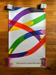 Piero Dorazio Vintage Original 1972 Munich Olympics Poster Abstract Art 25x40” - Picture 1 of 16