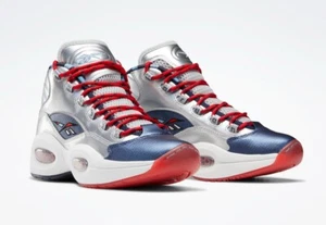 REEBOK QUESTION MID ‘OG Meets OG’ IVERSON HARDEN FZ1366 SILVER BLUE RED SZ 8 - Picture 1 of 10