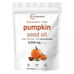 300 Softgels | Micro Ingredients Pumpkin Seed Oil & Saw Palmetto Supports Health - Picture 1 of 6