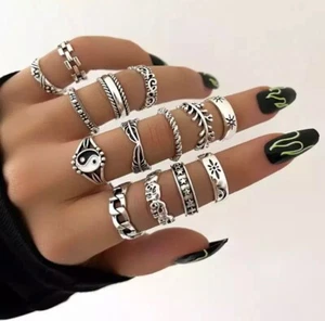 Set Anello Vintage Moda Donna Gioielli Argento Boemo Geometrico 57 - Foto 1 di 1