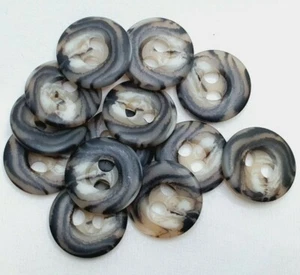 6 Stück Knöpfe Knopf Kunststoff 15, 18 , 23mm Dunkelgrau + Beige Hohe Qualität - Picture 1 of 4