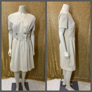 50s Vintage Jonathan Logan Cream Dress, Rockabilly, Retro, Pin-Up, GoGo, Mod - Bild 1 von 12