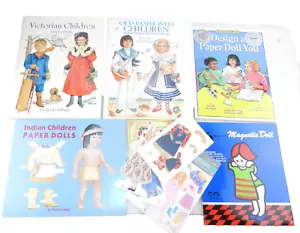 5 PAPER DOLL CUT-OUT BOOKS + 3 Kits Victorian, Boy Indian, Magnetic, Bear  T703N - Picture 1 of 6