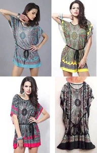 Women Tunic T-shirt Blouse Top Mini Dress Short Sleeve Tee Plus Size 8-18 Rose   - Bild 1 von 25