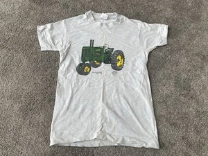 Vintage John Deere Tractor Shirt Kids Boys 10-12 Heather Gray 90s USA Farming - Picture 1 of 18