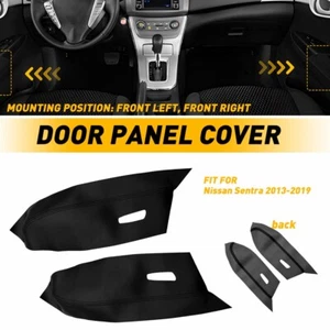 New Microfiber Leather Armrest Door Panel Cover Black For 13-19 Nissan Sentra Y - Picture 1 of 11