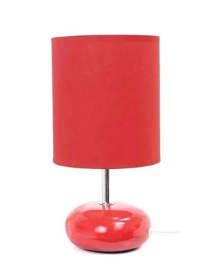 Simple Designs Ceramic Small Stone Table Lamp in Red with Red Shade - Image 1 of 4