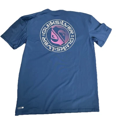 Men’s Quicksilver Blue Short Sleeve Rash Guard Swim Shirt Size Large  - Image 1 of 3