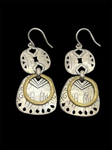 Silpada Sterling Silver & brass two tone dangle BOHO Earrings W2878 - Picture 1 of 11