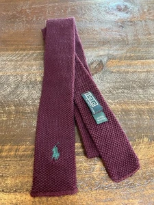 VTG Polo Ralph Lauren Men's 100% Knit Wool Neck Tie Red/Maroon. Distressed  - Picture 1 of 8