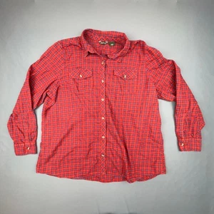Eddie Bauer Flannel Shirt XXL Red Plaid Long Sleeve 100% Cotton Outdoor Casual - Picture 1 of 6