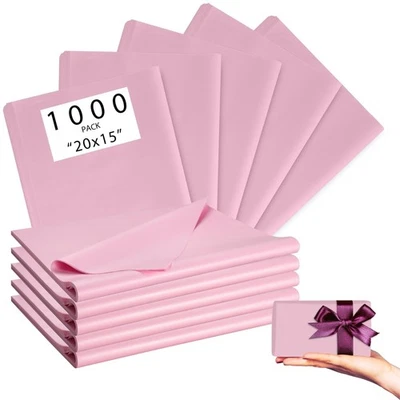1000 Sheets 20"X15" Pink Tissue Paper Bulk for Gift Bags - Wrapping Tissue Pa... - Изображение 1 из 4