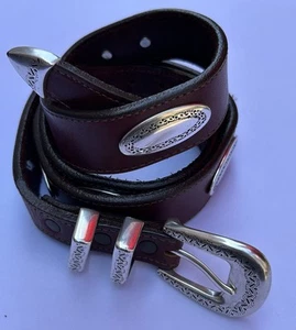 Brighton Damen braun Western Gürtel silberne Schnalle Medaillons Größe 42 Vintage - Bild 1 von 9