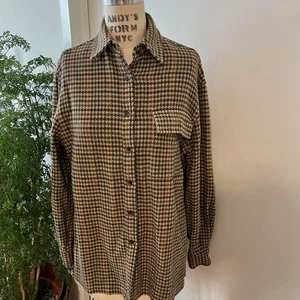 Vintage Evan Picone Hahnentritt Oversized Wollmischung Hemd Größe Small - Bild 1 von 6
