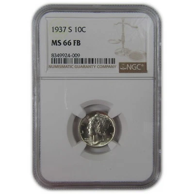 1937 S Mercury Dime MS 66 FB NGC Silver Uncirculated SKU:I23205 - Image 1 of 4
