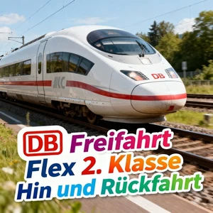 DB Bahn Flex Freifahrt 2. Klasse eToken Hin- u. Rückfahrt - gültig bis 07.06.26 - Bild 1 von 2