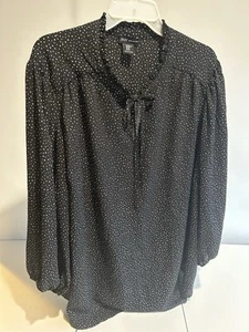 Jones New York Women's Black Polka Dot Blouse Size 3X - Picture 1 of 3