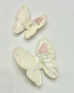 De Colección Homco Mariposas Porcelana Rosa Rosa Productos Duraderos Decoración de Pared Par Retro - Imagen 1 de 7