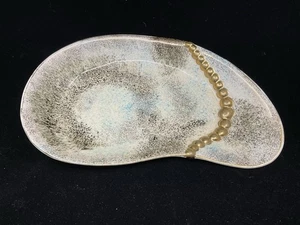 Rare Vintage George Z Lefton Kidney Shaped Trinket Dish/ Aqua Gold Black - Picture 1 of 6