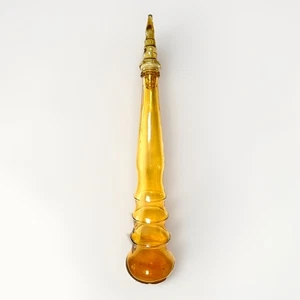 MCM Empoli Italy Tall Genie Bottle Decanter Amber / Yellow 26” Vintage - Picture 1 of 16