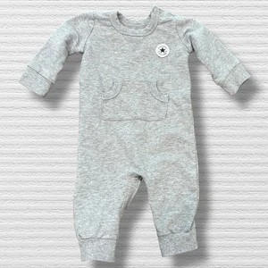 Converse All Star Baby Boys 6M Gray Long Sleeve Jogger Romper Logo Patch - Bild 1 von 4