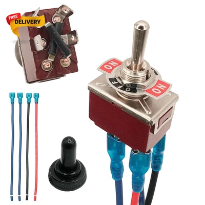 Momentary Reverse Polarity Switch 12V 30A | DPDT 4 Pin (On)-Off-(On) Toggle S... - Image 1 of 4