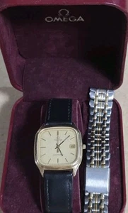 OMEGA Seamaster 18kt Gold Date Watch.Rare Dial.Runs Well. 2xbands & Original Box - Picture 1 of 13