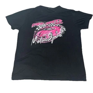 Romwe Women’s L High Speed Motor Sport Pink Tee Racing Streetwear Car Distressed - Picture 1 of 6
