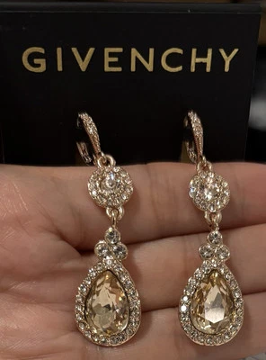 NOVO no cartão Givenchy Crystal Element Brincos de Gota Dupla TOM DOURADO - Imagem 1 de 4