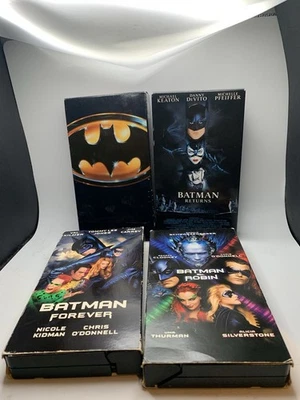 Batman VHS Movie Lot Set of 4 Keaton Kilmer Clooney 1989–1997 Warner DC Comics - Image 1 of 4