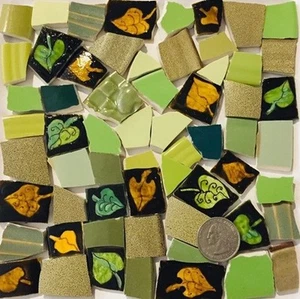 Broken China Mosaic Tile Arts and Craft Supplies - Autumn Leaf Tiles C715 - Picture 1 of 1