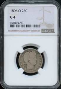 NGC - Barber Quarter - 25c - 1896 O - G-4 - Picture 1 of 2