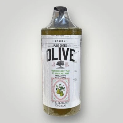 Korres Pure Greek Olive Showergel, 33.81 fl oz. 1000 ML, SEALED - HONEY PEAR - Image 1 of 2