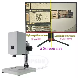 2 Schermi in 1 Switching Split HDMI Microscopio Industriale Doppia Fotocamera 4K IMX678 - Foto 1 di 12