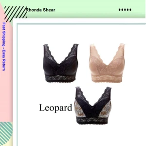 Rhonda Shear Pin Up Lace Overlay Bra 3-pack Leopard 567-051 , Size 1X - Picture 1 of 1