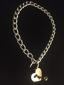 Padlock Neck Chain Bondage Collar Owned Lockable Chain Necklace Sexy Adult Gift - Picture 1 of 4
